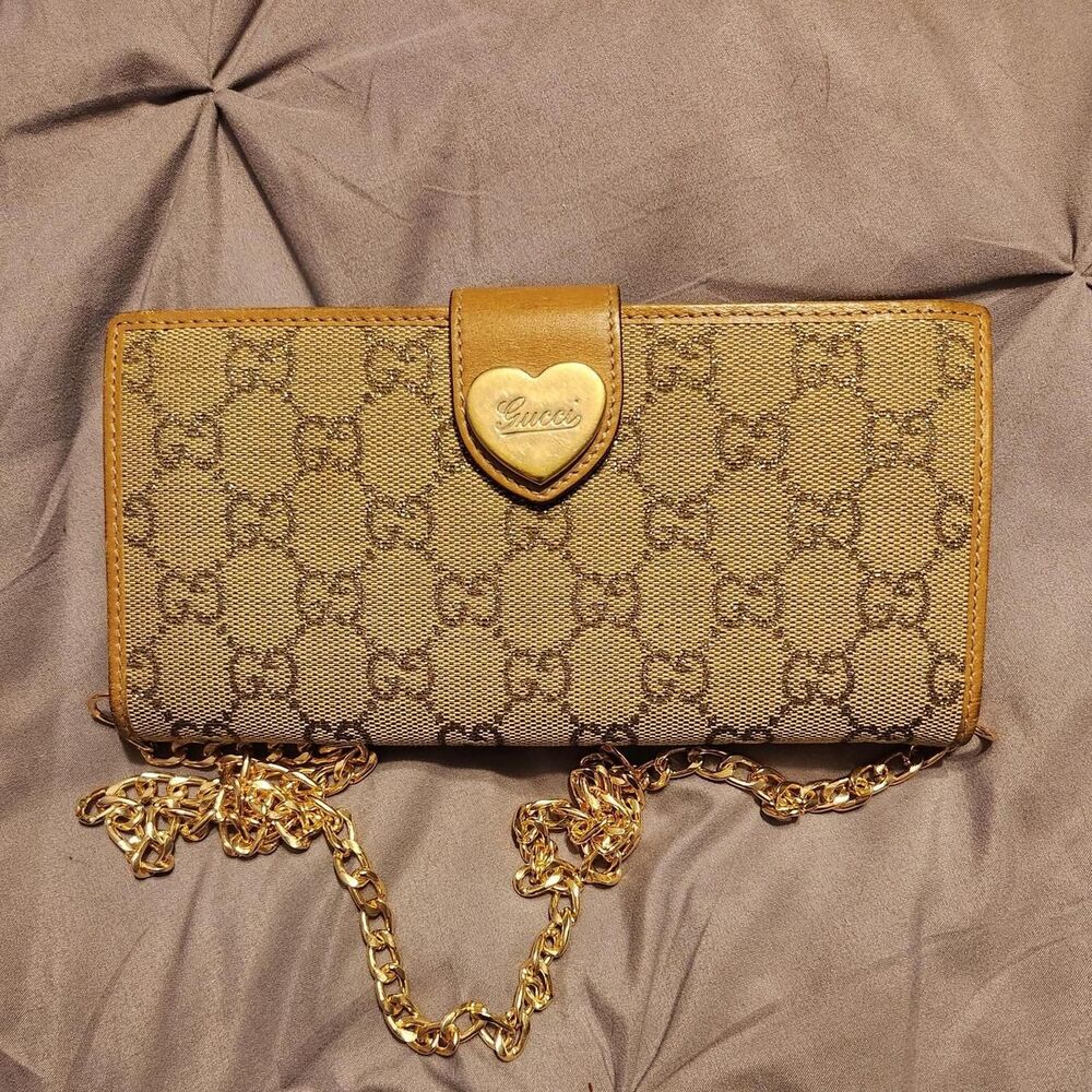 Gucci Women's Brown and Tan Wallet-purses